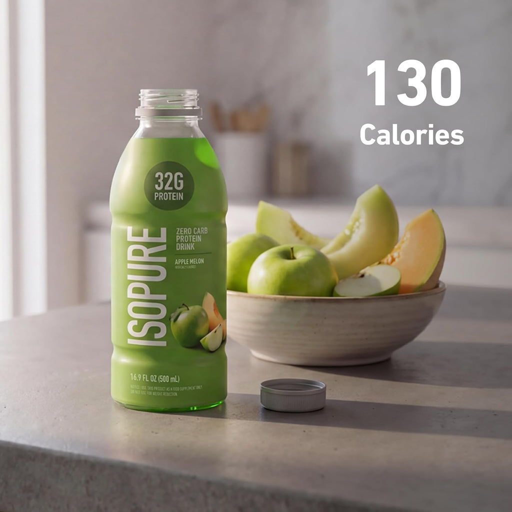Isopure Zero Carb Clear Protein Drink, Apple Melon 12 Count