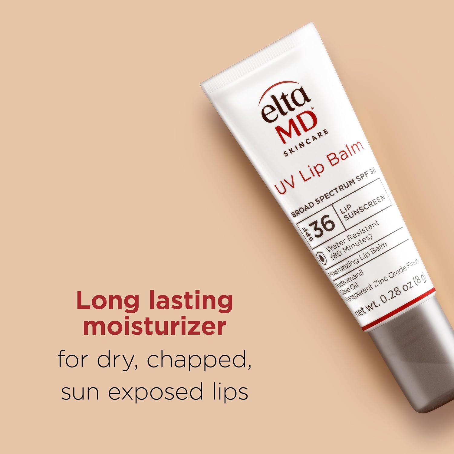 EltaMD UV Lip Balm SPF Sunscreen, Sunscreen Lip Balm with SPF 30+, Protects Dry Cracked Lips, Transparent Zinc Oxide, 0.28 Tube